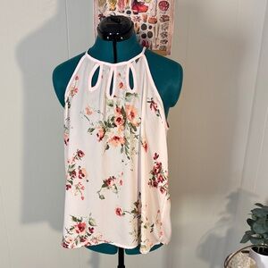 Papermoon Floral Keyhole Blouse - Cream